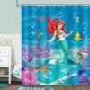 The Little Mermaid Ariel Shower Curtain For Kids Ocean Girls Bath Curtain 72 X 72 Inch Polyester Fabric Waterproof Bathroom Curtain With 12 Hooks