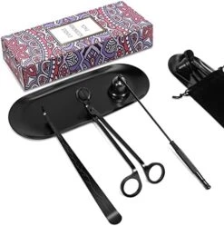 Lsnisni 5Pcs Candle Accessory Set With Candle Rechargeable Electric Lighter, Storage Tray, Wick Trimmer, Snuffer, Wick Dipper, Stainless Steel Candle Care Kit With Gift Package For Candle Lover Black -GENERIC Shop 51SheiYU0nL. AC