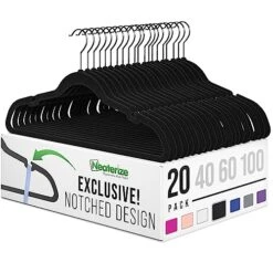 Velvet Hangers 20 Pack Black – Heavy Duty Velvet Clothes Hangers - Non Slip Felt Coat And Suit Hangers For Closet - Lightweight Thin Space Saving Ganchos Para Colgar Ropa