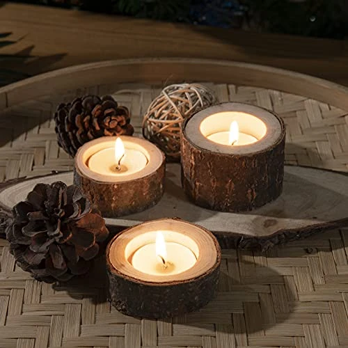 9 Pack Wooden Tealight Candle Holders, Kooplus Tealights Holder S Size Inner Bore (1.6''Dx0.6''H), Rustic Wedding Decor 2 9 Pack Wooden Tealight Candle Holders, Kooplus Tealights Holder S Size Inner Bore (1.6''Dx0.6''H), Rustic Wedding Decor - Image 2