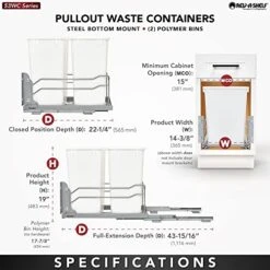 Rev-A-Shelf 53WC-1835SCDM-217 Double 35 Quart Pull-Out Under Mount Kitchen Waste Container Trash Cans With Soft-Close Slides, Silver 15 Rev-A-Shelf 53WC-1835SCDM-217 Double 35 Quart Pull-Out Under Mount Kitchen Waste Container Trash Cans With Soft-Close Slides, Silver -GENERIC Shop 51TCm0cZzJL