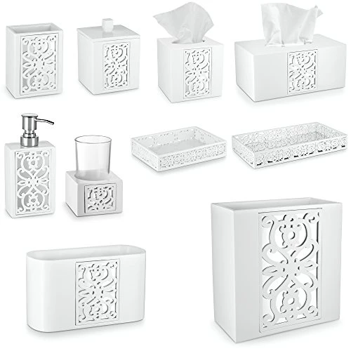 Creative Scents White Qtip Holder With Lid - Decorative Cotton Ball Jar - Durable Cotton Swab Container - Beautiful Bathroom Vanity Accessories - Elegant Bath Storage - (Mirror Janette Style) 6 Creative Scents White Qtip Holder With Lid - Decorative Cotton Ball Jar - Durable Cotton Swab Container - Beautiful Bathroom Vanity Accessories - Elegant Bath Storage - (Mirror Janette Style) - Image 6