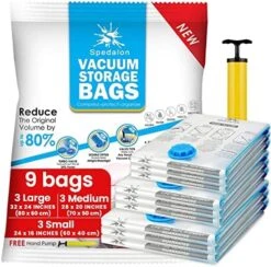 Spedalon Vacuum Space Saver Bags - 9 Pack (3 Large, 3 Medium, 3 Small) Packing Bags For Moving | Sealer Vacuum Storage Bags For Clothes, Blanket, Comforter, Bedding, Pillow, Mattress With Hand Pump 18 Spedalon Vacuum Space Saver Bags - 9 Pack (3 Large, 3 Medium, 3 Small) Packing Bags For Moving | Sealer Vacuum Storage Bags For Clothes, Blanket, Comforter, Bedding, Pillow, Mattress With Hand Pump -GENERIC Shop 51TVYuZNiL. AC