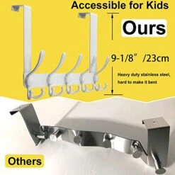 WEBI Over The Door Hook Door Hanger Hook Rack With 5 Tri Hooks For Hanging Coats, Over The Door Towel Rack Towel Hanger Door Coat Hanger Over Door Coat Rack For Bathroom,Behind Back Of Door,White