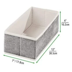 MDesign Soft Fabric Dresser Drawer And Closet Storage Organizer Bin For Bedroom - Holds Lingerie, Bras, Socks, Leggings, Clothes, Purses, Scarves, Lido Collection - 4 Pack - Black/Cream -GENERIC Shop 51U9nedIAZL