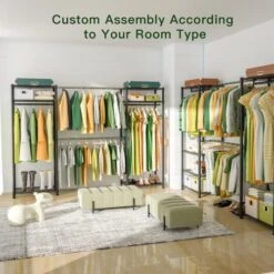 Ulif E1 Heavy Duty Closet Garment Rack, 6 Tiers Adjustable Metal Freestanding Expandable Clothing Storage With 4 Hanger Rods, Easy To Assemble Wardrobe, 70.8” H X (70.8” - 86.6”) L X 14” D, Black 10 Ulif E1 Heavy Duty Closet Garment Rack, 6 Tiers Adjustable Metal Freestanding Expandable Clothing Storage With 4 Hanger Rods, Easy To Assemble Wardrobe, 70.8” H X (70.8” - 86.6”) L X 14” D, Black -GENERIC Shop 51UePIH5UVL