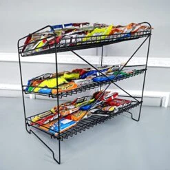 FixtureDisplays® 24" Wide X 14.9" Deep X 23.2" Tall 3-Open-Shelf Wire Rack For Countertop Chips Snack Book Display Organizer Concession Theatre Kitchen Pantry Stand Black 19396-2D -GENERIC Shop 51Uk65aGk0L