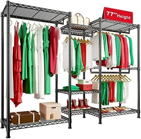 Raybee Clothes Rack Heavy Duty Clothing Racks For Hanging Clothes 725LBS Capacity Metal Clothing Rack Heavy Duty Wire Garment Rack Freestanding Portable Clothes Rack Sturdy 77" H X 70.5" W X 13.8" D 6 Raybee Clothes Rack Heavy Duty Clothing Racks For Hanging Clothes 725LBS Capacity Metal Clothing Rack Heavy Duty Wire Garment Rack Freestanding Portable Clothes Rack Sturdy 77" H X 70.5" W X 13.8" D - Image 6