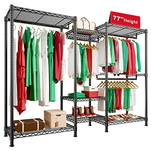 Raybee Clothes Rack Heavy Duty Clothing Racks For Hanging Clothes 725LBS Capacity Metal Clothing Rack Heavy Duty Wire Garment Rack Freestanding Portable Clothes Rack Sturdy 77" H X 70.5" W X 13.8" D 1 Raybee Clothes Rack Heavy Duty Clothing Racks For Hanging Clothes 725LBS Capacity Metal Clothing Rack Heavy Duty Wire Garment Rack Freestanding Portable Clothes Rack Sturdy 77" H X 70.5" W X 13.8" D