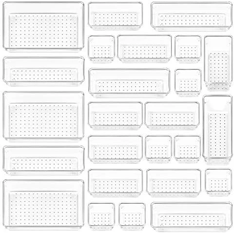 Vtopmart 25 PCS Clear Plastic Drawer Organizers Set, 4-Size Versatile Bathroom And Vanity Drawer Organizer Trays, Storage Bins For Makeup, Bedroom, Kitchen Gadgets Utensils And Office 7 Vtopmart 25 PCS Clear Plastic Drawer Organizers Set, 4-Size Versatile Bathroom And Vanity Drawer Organizer Trays, Storage Bins For Makeup, Bedroom, Kitchen Gadgets Utensils And Office - Image 7