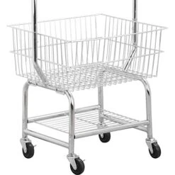 Topeakmart Wire Commercial Rolling Laundry Cart Bulter Garment Rack,Laundry Butler Storage Rack,w/Hanging Wire Rack Wash Basket/Bag Mesh Collapsible Racks On Wheels -GENERIC Shop 51VyDDGfZlL