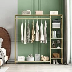 TIEOU Gold Clothing Rack With Shelves, Standing Garment Rack, Clothes Rack For Hanging Clothes, Modern Rack Clothes, Gold Clothes Rack,Wardrobe Closet, Industrial Clothing Rack, Gold 12 TIEOU Gold Clothing Rack With Shelves, Standing Garment Rack, Clothes Rack For Hanging Clothes, Modern Rack Clothes, Gold Clothes Rack,Wardrobe Closet, Industrial Clothing Rack, Gold -GENERIC Shop 51W7CbdnFkL