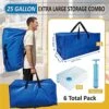 6 Pack Heavy Duty Extra Large Moving Bags With Backpack Straps & Vacuum Storage Bags Moving Supply Combo, Moving Totes With Handles & Zippers For Space Saving, Fold Flat, Includes Vacuum Bags