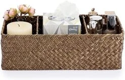 Sumnacon Bathroom Organize Basket, Seagrass Toilet Tank Basket With Section For Tissue Toilet Paper Towel Toiletries, Woven Storage Basket For Kitchen Toilet Tank Vanity Table Shelf Countertop, Coffee -GENERIC Shop 51WL9Y8s4aL. AC