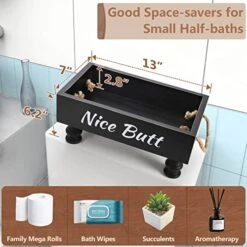 BS-VOG Bathroom Decor Box, Raised Wood Toilet Tank Basket For Toilet Paper With Funny Signs On 2 Sides For Back Of Toilet, Farmhouse Tank Topper Storage Organizer Tray For Rustic Home Decor (Black) 11 BS-VOG Bathroom Decor Box, Raised Wood Toilet Tank Basket For Toilet Paper With Funny Signs On 2 Sides For Back Of Toilet, Farmhouse Tank Topper Storage Organizer Tray For Rustic Home Decor (Black) -GENERIC Shop 51WLNj4ZNzL