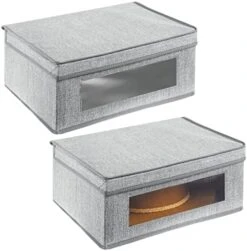 MDesign Fabric Stackable Slim Shelf Storage Organizer Box With Window/Attached Lid For Organizing Bedroom Closet - Holds Purses, Linens, Accessories - Lido Collection - 6 Pack, Cream/Espresso Brown 23 MDesign Fabric Stackable Slim Shelf Storage Organizer Box With Window/Attached Lid For Organizing Bedroom Closet - Holds Purses, Linens, Accessories - Lido Collection - 6 Pack, Cream/Espresso Brown -GENERIC Shop 51WbltNlaUL. AC