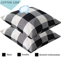 TEALP Buffalo Check Throw Pillow Cover - 18x18 Inch Linen Cotton Decorative Pillow Case Home Sofa Cushion, Farmhouse Fall Home Decor, Set Of 2 Black And White -GENERIC Shop 51WgGMxqZfL