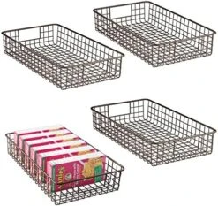 MDesign Shallow Metal Wire Basket For Storage Pantry - Kitchen Organization Basket With Handles - Bin Basket For Organizing Cabinets Or Countertop - Concerto Collection - 4 Pack - Bronze -GENERIC Shop 51WpHy qMzL. AC