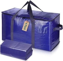 Uhogo Moving Bags 90L - 6 Blue Heavy Duty Extra Large Storage Bags For Clothes - Strong Handles Backpack Straps Zipper Moving Totes - Packing Moving College Traveling Christmas Storage Bags -GENERIC Shop 51X7Y24myLL. AC