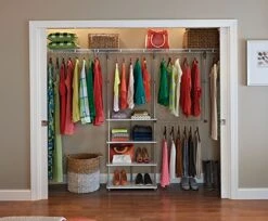 ClosetMaid 55300 Closet Maximizer With (4) Shelves & Double Hang Rod, Tool Free Add On Unit, White Finish,11.6 X 53 X 74 Inches -GENERIC Shop 51X8eWwxL8L