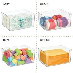 MDesign Large Modern Plastic Open Front Dip Storage Organizer Bin Basket For Home Office Organization - Shelf, Cubby, Cabinet, And Closet Organizing Decor - Ligne Collection - 2 Pack - Clear -GENERIC Shop 51XBcOIGqhL