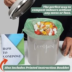 Compost Tumbler, Kitchen Compost Bin Countertop, Indoor Compost Bin Kitchen, Compost Bucket Kitchen, Compost Bins, Compost Caddy, Counter Food Composter For Kitchen, Greige (Beige-Grey) Compost Pail 12 Compost Tumbler, Kitchen Compost Bin Countertop, Indoor Compost Bin Kitchen, Compost Bucket Kitchen, Compost Bins, Compost Caddy, Counter Food Composter For Kitchen, Greige (Beige-Grey) Compost Pail -GENERIC Shop 51XCmEQbqzL