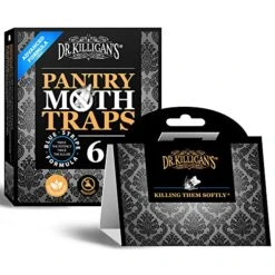 Dr. Killigan's Premium Pantry Moth Traps With Pheromones Prime | Sticky Glue Indian Meal Moth Traps For Kitchen | How To Get Rid Of Moths In House | Non-Toxic (6 Pack, Black)