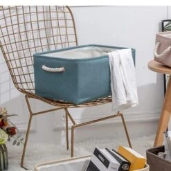 HZH Cotton Linen Folding Storage Baskets Toys Clothes And Sundries Storage Box Cabinet Storage Bag Laundry Basket (Color : D, Size : L)