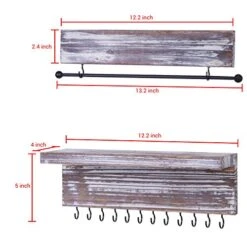 MyGift 2-Piece Wall Mounted Rustic Torched Wood Hanging Jewelry Organizers With 12 Hooks, Bracelet & Necklace Bar And Shelf -GENERIC Shop 51XoMTzeOCL