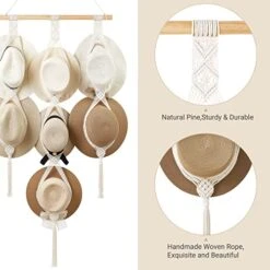 Dahey Macrame Hat Hangers Hat Rack For Wall Cowboy Hat Holder Organizer Display For Closet Hand Weaving Bobo Hanging Hat Organizer Storage For Wide Brim Hats Bowler Fedora Hats, 7 And 5 Hats Style -GENERIC Shop 51YLD4wpNHL 1