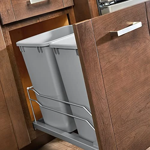 Rev-A-Shelf 53WC-1835SCDM-217 Double 35 Quart Pull-Out Under Mount Kitchen Waste Container Trash Cans With Soft-Close Slides, Silver 2 Rev-A-Shelf 53WC-1835SCDM-217 Double 35 Quart Pull-Out Under Mount Kitchen Waste Container Trash Cans With Soft-Close Slides, Silver - Image 2