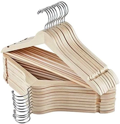 ELONG HOME Solid Wooden Hangers, 20 Pack Wood Hangers With Extra Smooth Finish, Precisely Cut Notches And Chrome Swivel Hook, Wooden Clothes Hangers For Shirt Suit Jacket Dress 6 ELONG HOME Solid Wooden Hangers, 20 Pack Wood Hangers With Extra Smooth Finish, Precisely Cut Notches And Chrome Swivel Hook, Wooden Clothes Hangers For Shirt Suit Jacket Dress - Image 6