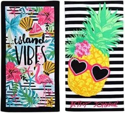 Betsey Johnson - Beach Towel Set, Highly Absorbent & Fade Resistant Beach Accessories, Ideal For Pool, Picnic, Or Beach (Island Vibes & Chill Pineapple, 2 Piece) -GENERIC Shop 51YrxrJan8S. AC