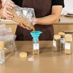 FavorFlavor 12 Pcs Spice Jars With Label, Thickened Glass Seasoning Jars With Bamboo Lids, Airtight Sealing Seasoning Bottles With Silicone Funnel For Easy Refilling, Spice Jars With Shaker Lids -GENERIC Shop 51ZWb5LvZVL