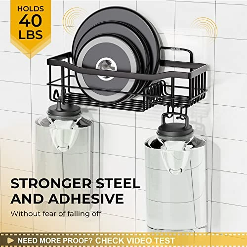 Rustproof Shower Caddy - Easy To Install Shower Shelves - Self Adhesive Bathroom Shower Organizer - Durable Shower Shelf For Inside Shower - Large Capacity Shower Rack - Black Shower Caddy 5 Rustproof Shower Caddy - Easy To Install Shower Shelves - Self Adhesive Bathroom Shower Organizer - Durable Shower Shelf For Inside Shower - Large Capacity Shower Rack - Black Shower Caddy - Image 5