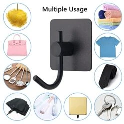 VAEHOLD Adhesive Wall Hooks, Heavy Duty Sticky Holder Waterproof Aluminum Towel Hooks For Hanging Coat, Hat, Key, Clothes, Closet Hook Wall Mount For Kitchen, Bathroom, Office (6, Black) -GENERIC Shop 51aGHBaPzLL