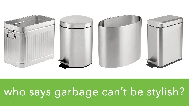 MDesign Plastic Small Trash Can, 1.5 Gallon/5.7-Liter Wastebasket, Narrow Garbage Bin With Handles For Bathroom, Laundry, Home Office - Holds Waste, Recycling, 10" High - Aura Collection, Frost White 5 MDesign Plastic Small Trash Can, 1.5 Gallon/5.7-Liter Wastebasket, Narrow Garbage Bin With Handles For Bathroom, Laundry, Home Office - Holds Waste, Recycling, 10" High - Aura Collection, Frost White - Image 5