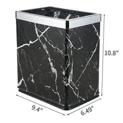 Huaqinglian Small Office Trash Can Bedroom Wastebasket,Rectangle Slim Bathroom Kitchen Garbage Can 2.6Gallon(Black Marble) -GENERIC Shop 51aV7FuzzQL