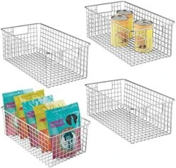 MDesign Shallow Metal Wire Basket For Storage Pantry - Kitchen Organization Basket With Handles - Bin Basket For Organizing Cabinets Or Countertop - Concerto Collection - 4 Pack - Bronze -GENERIC Shop 51aabmXh7wS. AC