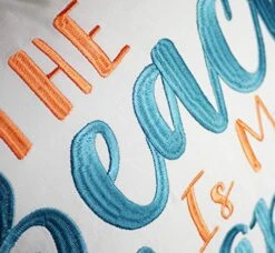 DECOPOW Embroidered The Beach Is My Happy Place Throw Pillow Cover,Square 18 Inches Decorative Canvas Pillow Cover With The Beach Is My Happy Place Pattern,Cover Only -GENERIC Shop 51ab4reLbyL