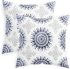 CaliTime Throw Pillow Cases Pack Of 2 Cozy Fleece Mandala Floral Medallion Compass Decorative Cushion Covers For Couch Bed Sofa Farmhouse Decoration 18 X 18 Inches Sage Green Grey -GENERIC Shop 51aecOHKkVL. AC