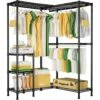 Ulif Heavy Duty Garment Rack, L-Shaped Adjustable Free Standing Closet, Closet Organizers And Storage With 3 Hanger Rods For Bedroom And Cloakroom, 44”W X 35.4”D X 78.3”H, Load Capacity 750LBS, Black