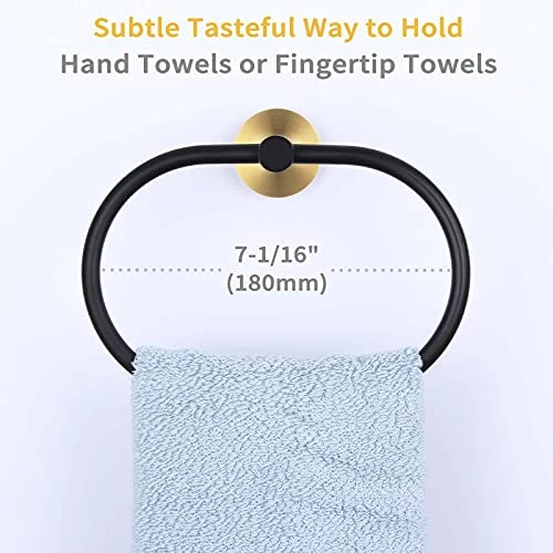Wivel Towel Ring Black & Gold, Angle Simple Stainless Steel Hand Towel Rack, Bathroom Towel Holder For Wall 6 Wivel Towel Ring Black & Gold, Angle Simple Stainless Steel Hand Towel Rack, Bathroom Towel Holder For Wall - Image 6