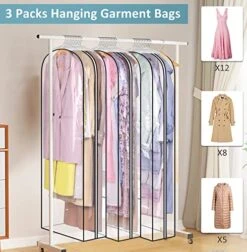 AOODA 10" Gusseted Dress Bags For Gowns Long, 60" All Clear Garment Bags For Hanging Clothes Storage, Large Hanging Clothing Bag For Closet Dress Cover For Coats (3 Packs) -GENERIC Shop 51bN6olGjgL