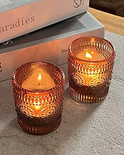 WDHODEC Clear Tealight Candle Holders Set Of 24, Fall Votive Candle Holders, Vintage Tea Lights For Birthday Party, Wedding Halloween Decoration 6 WDHODEC Clear Tealight Candle Holders Set Of 24, Fall Votive Candle Holders, Vintage Tea Lights For Birthday Party, Wedding Halloween Decoration - Image 6