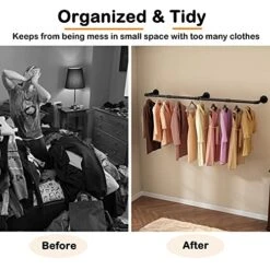 UlSpeed Clothes Rack, 72.5in Wall Mounted Industrial Pipe Clothing Rack, Garment Rack Space Saver Hanging Clothes Rack, Heavy Duty Detachable Garment Rack, Multi-Purpose Hanging Rod For Closet, 1 Pack -GENERIC Shop 51bYb8HqxbL