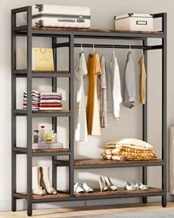 HOKEEPER 600lbs Capacity Heavy Duty Clothes Rack With Shelves Freestanding Closet Organizer Metal Wardrobe Closet Mens Womens Clothing Rack Portable Metal Storage Shelves Closet