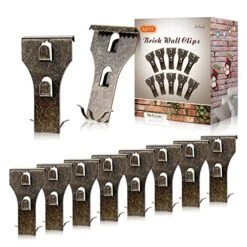 AIEVE Brick Wall Clips For Hanging Outdoors, 10 Pack Brick Hooks Brick Hangers No Drill, Picture Hangers Brick Wall Hangers Siding Hooks Mount On Brick Without Drilling, Fit 2-1/8 To 2-1/3