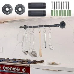 WEBI Clothing Rack Wall Mount,32'' Industrial Pipe Clothes Rack For Hanging Clothes,Heavy Duty Iron Garment Rack Bar,Retail Display Clothes Rod For Closet,Laundry Room,Black -GENERIC Shop 51cmhdehwHL