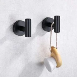 Matte Black Bathroom Towel Coat Hook Stainless Steel, 2 Pack Robe Clothes Cabinet Closet Sponges Hooks Holder Round Style Heavy Duty Wall Hook For Bathroom Kitchen Hotel Wall Mounted -GENERIC Shop 51cyFmdWgvL